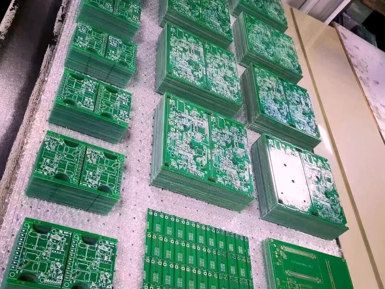 Panelized PCBs after fabrication